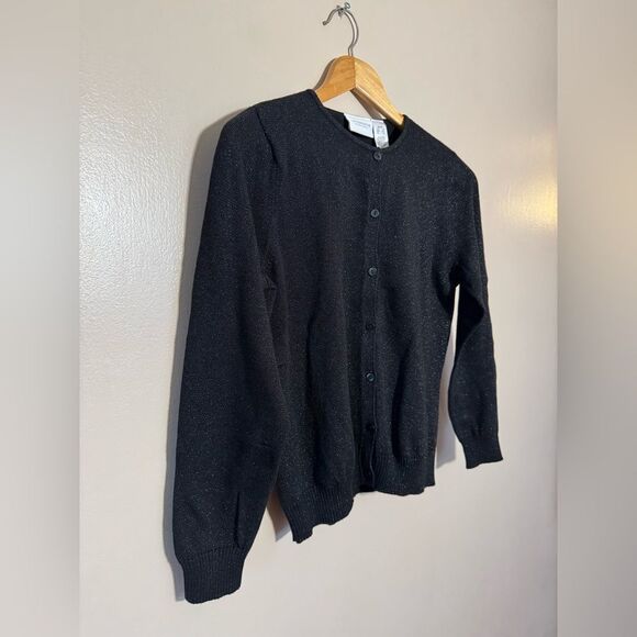 Black Liz Claiborne Sport Sparkly Cardigan Size SP EUC - Picture 3 of 6